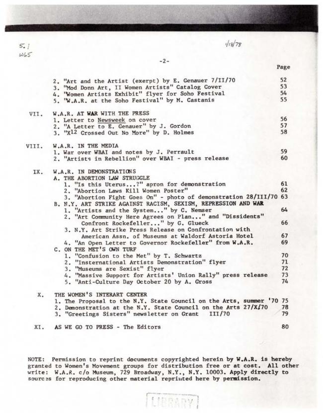 Women Artists in Revolution, <em>A Documentary Herstory of Women Artists in Revolution</em>, New York: Women Artists in Revolution (W.A.R.), 1971.