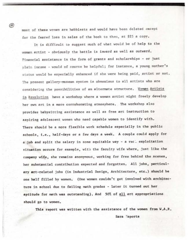 Women Artists in Revolution, <em>A Documentary Herstory of Women Artists in Revolution</em>, New York: Women Artists in Revolution (W.A.R.), 1971