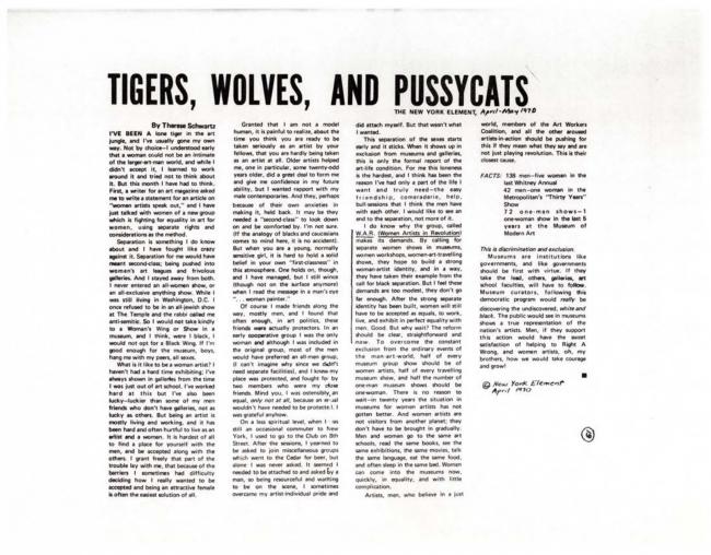 Women Artists in Revolution, <em>A Documentary Herstory of Women Artists in Revolution</em>, New York: Women Artists in Revolution (W.A.R.), 1971