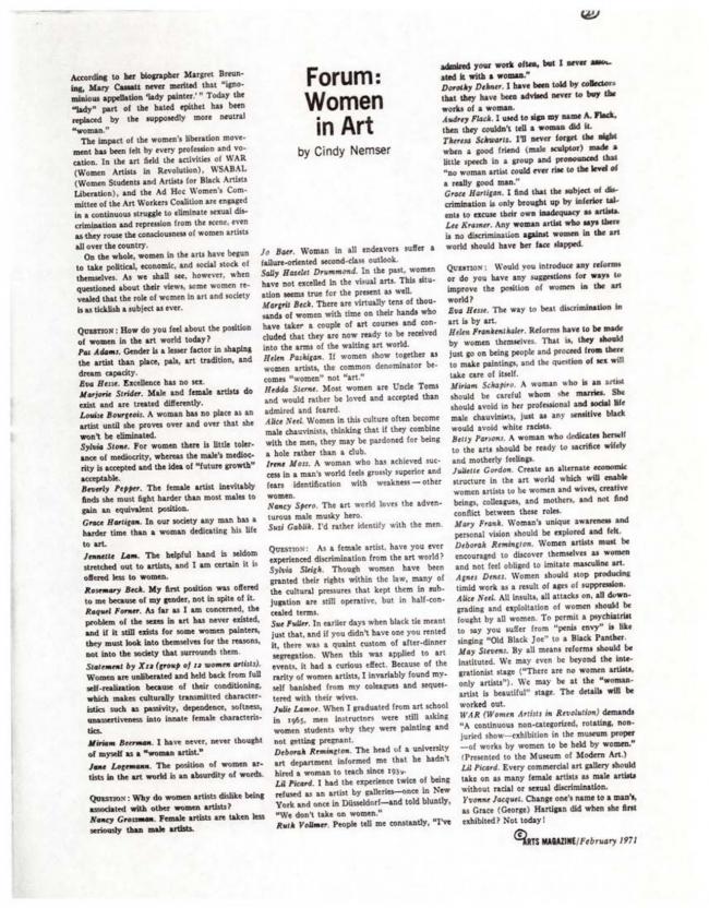 Women Artists in Revolution, <em>A Documentary Herstory of Women Artists in Revolution</em>, New York: Women Artists in Revolution (W.A.R.), 1971