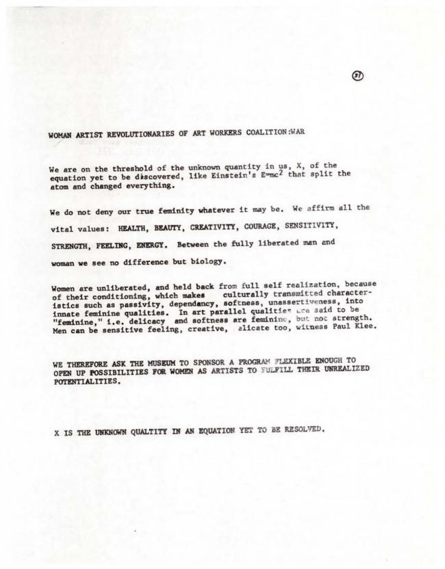 Women Artists in Revolution, <em>A Documentary Herstory of Women Artists in Revolution</em>, New York: Women Artists in Revolution (W.A.R.), 1971