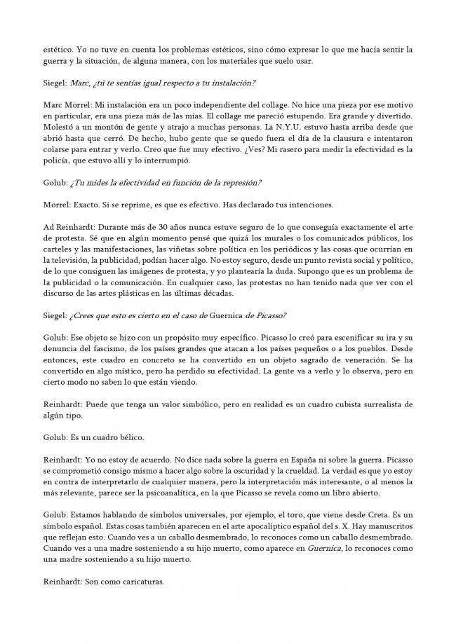 “How Effective Is Social Protest Art? (Vietnam)” [¿Cuán efectivo es el arte de protesta social? (Vietnam)], en Jeanne Siegel (ed.), <em>Artwords: Discourse on the 60s and 70s</em> [Palabras de arte. Discurso sobre los años 60 y 70], Ann Arbor, UMI Research Press, 1985, pp. 122-123