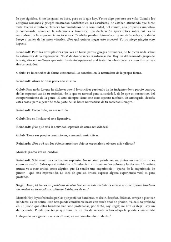 “How Effective Is Social Protest Art? (Vietnam)” [¿Cuán efectivo es el arte de protesta social? (Vietnam)], en Jeanne Siegel (ed.), <em>Artwords: Discourse on the 60s and 70s</em> [Palabras de arte. Discurso sobre los años 60 y 70], Ann Arbor, UMI Research Press, 1985, pp. 134-135