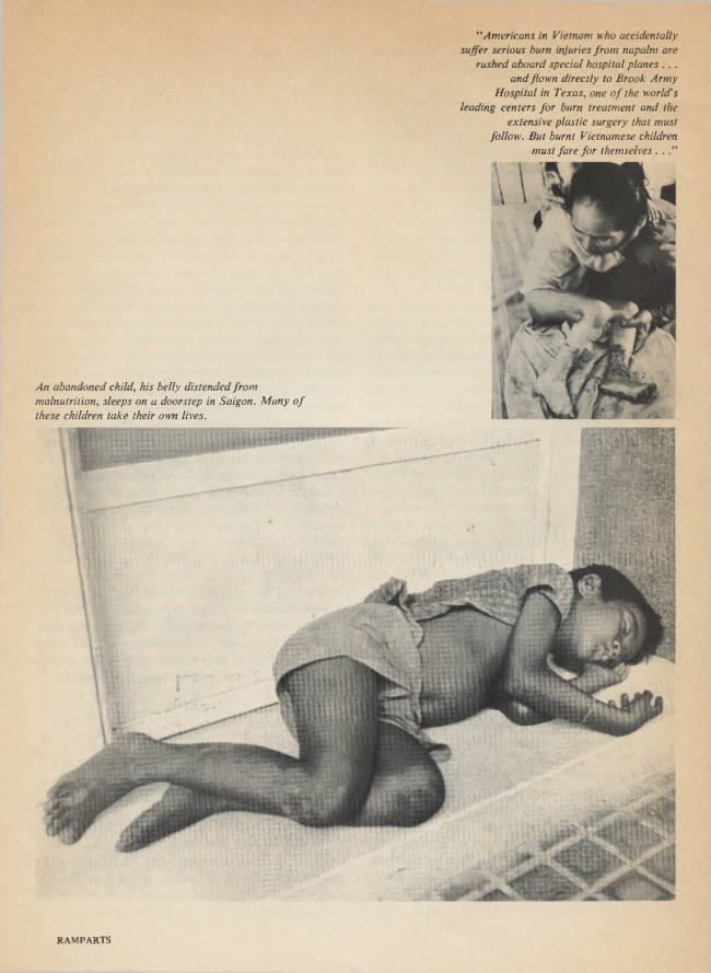 William F. Pepper y Benjamin Spock, "The Children of Vietnam” [Los niños de Vietnam], <em>Ramparts</em>, San Diego, vol. 5, n.º 7, enero, 1967, pp. 44-68