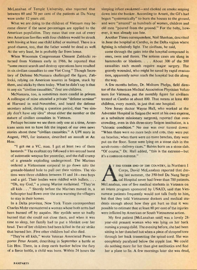 William F. Pepper y Benjamin Spock, "The Children of Vietnam” [Los niños de Vietnam], <em>Ramparts</em>, San Diego, vol. 5, n.º 7, enero, 1967, pp. 44-68