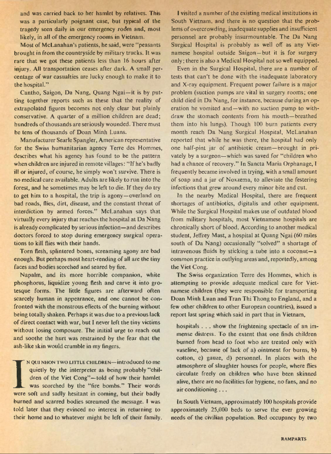 William F. Pepper y Benjamin Spock, "The Children of Vietnam” [Los niños de Vietnam], <em>Ramparts</em>, San Diego, vol. 5, n.º 7, enero, 1967, pp. 44-68