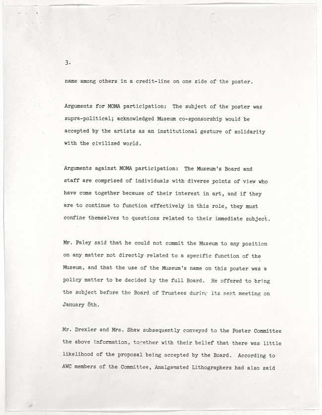 Nota de prensa <em>The Museum and the Protest Poster</em>[El Museo y el póster protesta], Nueva York, 8 de enero, 1970 