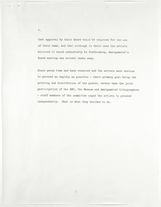 Nota de prensa <em>The Museum and the Protest Poster</em>[El Museo y el póster protesta], Nueva York, 8 de enero, 1970 