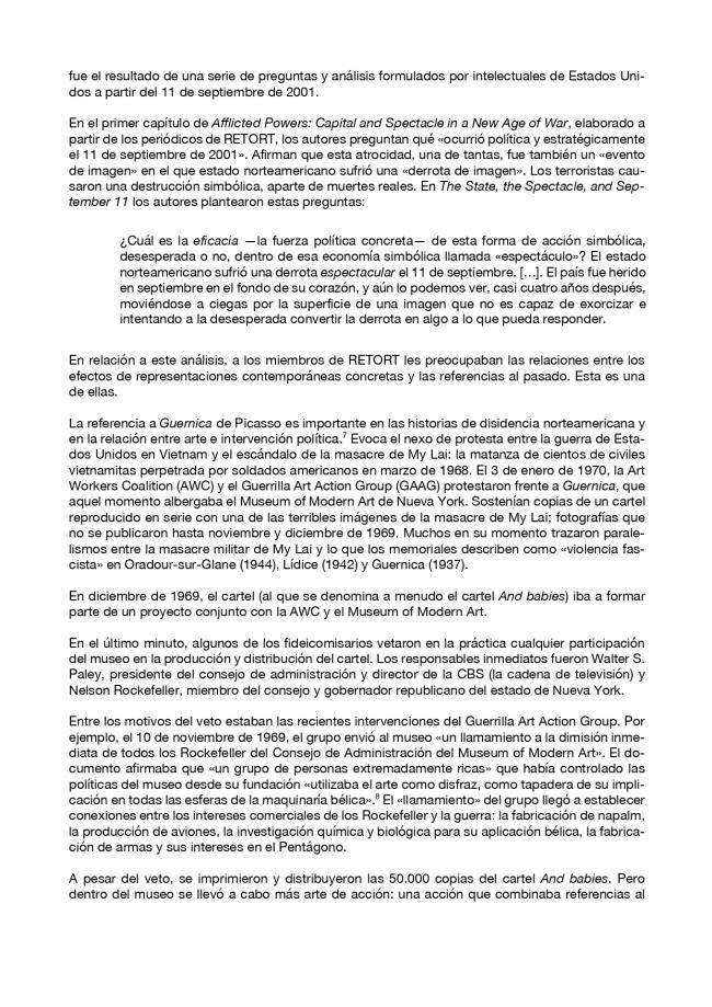 Essay by Francis Frascina, <em>Retort, Guernica, la Bienal de Sevilla de 2006 y las protestas contra la guerra</em> (Retort, Guernica, the 2006 Biennial of Seville, and Anti-War Protests), July 2018