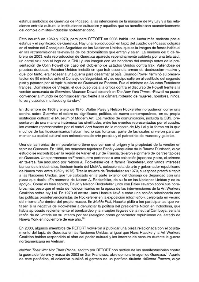 Essay by Francis Frascina, <em>Retort, Guernica, la Bienal de Sevilla de 2006 y las protestas contra la guerra</em> (Retort, Guernica, the 2006 Biennial of Seville, and Anti-War Protests), July 2018