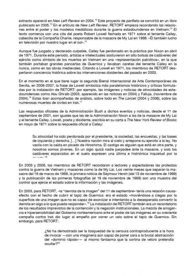 Essay by Francis Frascina, <em>Retort, Guernica, la Bienal de Sevilla de 2006 y las protestas contra la guerra</em> (Retort, Guernica, the 2006 Biennial of Seville, and Anti-War Protests), July 2018