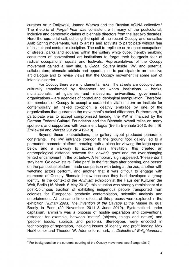 Francis Frascina, “Berlin, Paris, Liverpool: ‘Biennialization’ and Left Critique in 2012” [Berlín, París, Liverpool. “Bienalización” y crítica de izquierdas en 2012], <em>Journal of Curatorial Studies</em>, Toronto, vol. 2, n.º 1, 1 de febrero, 2013, pp. 2-31(30)  