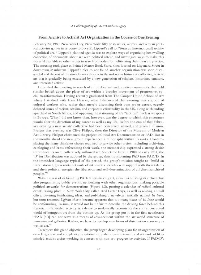 A Collectography of PAD/D Political Art Documentation and Distribution: A 1980’s Activist Art and Networking Collective [Colectografía del PAD/D Political Art Documentation and Distribution. Un colectivo de redes y arte activista de 1980]