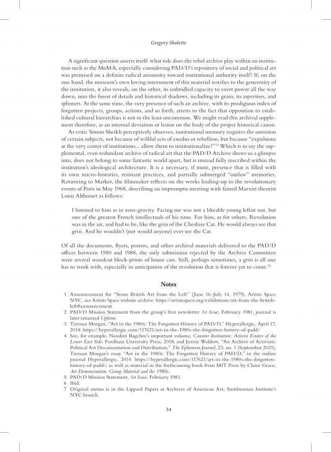 A Collectography of PAD/D Political Art Documentation and Distribution: A 1980’s Activist Art and Networking Collective [Colectografía del PAD/D Political Art Documentation and Distribution. Un colectivo de redes y arte activista de 1980]