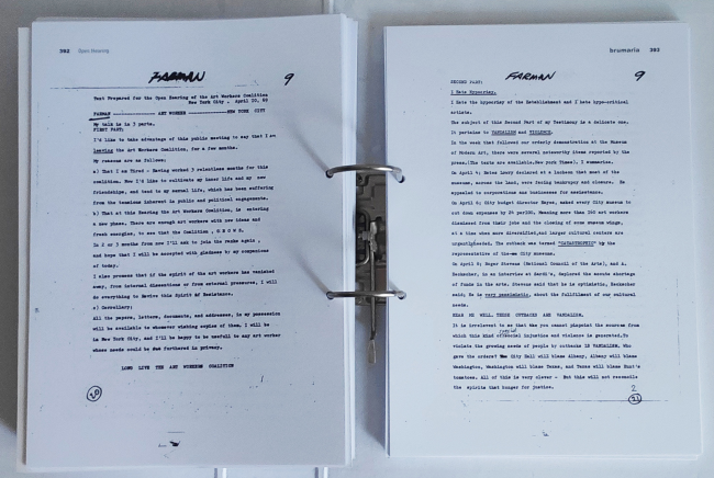 Páginas interiores de <em>Art Workers’ Coalition</em>, Madrid, Brumaria, 2010