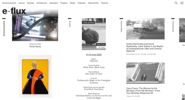 www.e-flux.com website (detail)