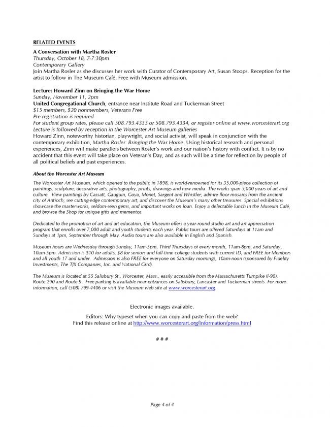 Nota de prensa del Worcester Art Museum