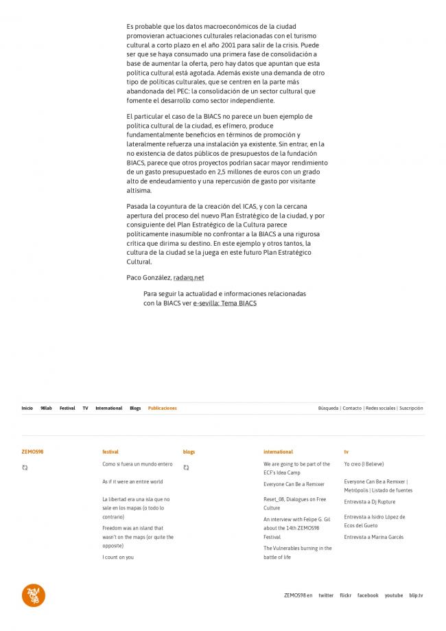 Paco González, <em>Sevilla. Política cultural. BIACS</em>, 2008. Disponible en: publicaciones.zemos98.org