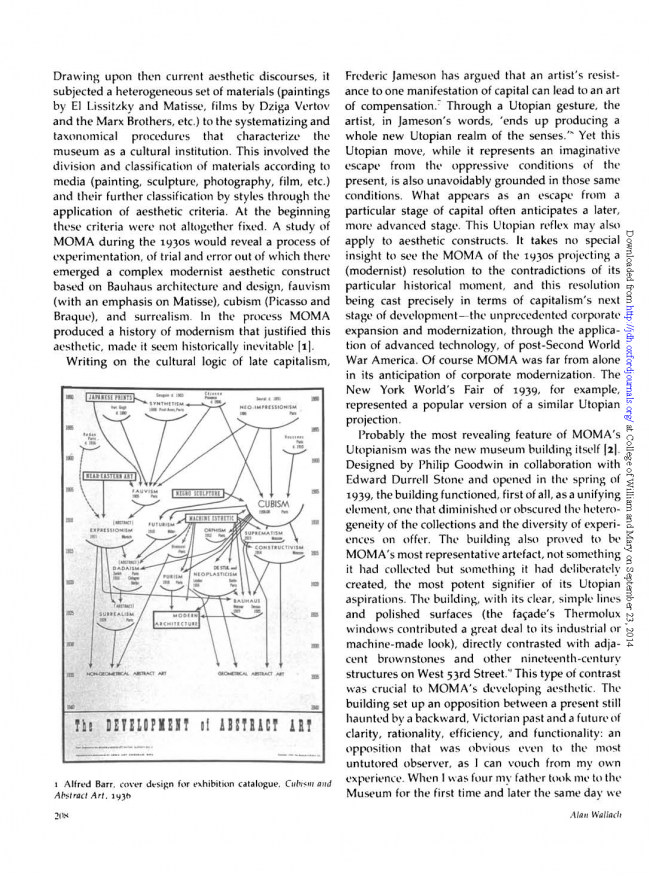 Alan Wallach, “The Museum of Modern Art: The Past’s Future” [El Museo de Arte Moderno. El futuro del pasado], <em>Journal of Design History</em>, vol. 5, n.º 3, 1992, p. 208