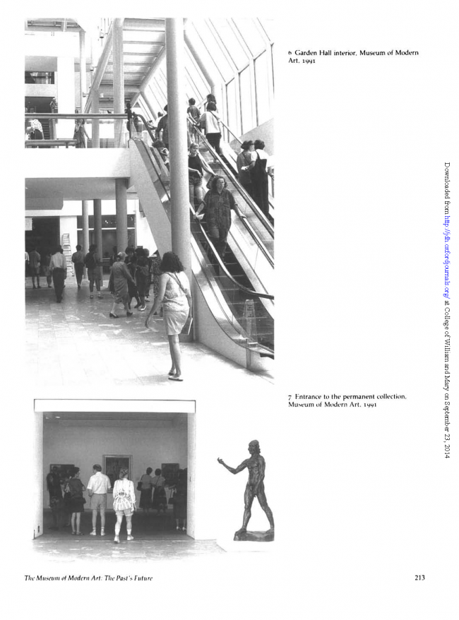 Alan Wallach, “The Museum of Modern Art: The Past’s Future” [El Museo de Arte Moderno. El futuro del pasado], <em>Journal of Design History</em>, vol. 5, n.º 3, 1992, p. 213