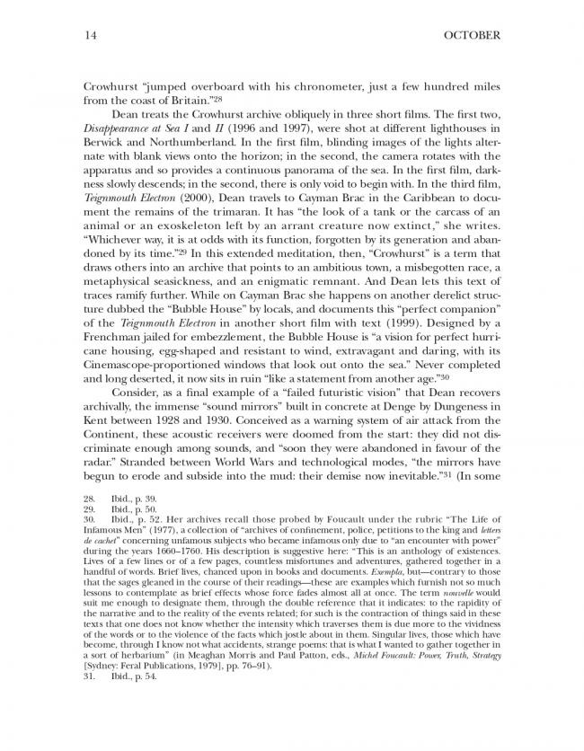 Hal Foster, “An Archival Impulse” [Un impulso archivístico], <em>October</em>, Cambridge (MA), The MIT Press, n. 110, otoño, 2004, p. 14