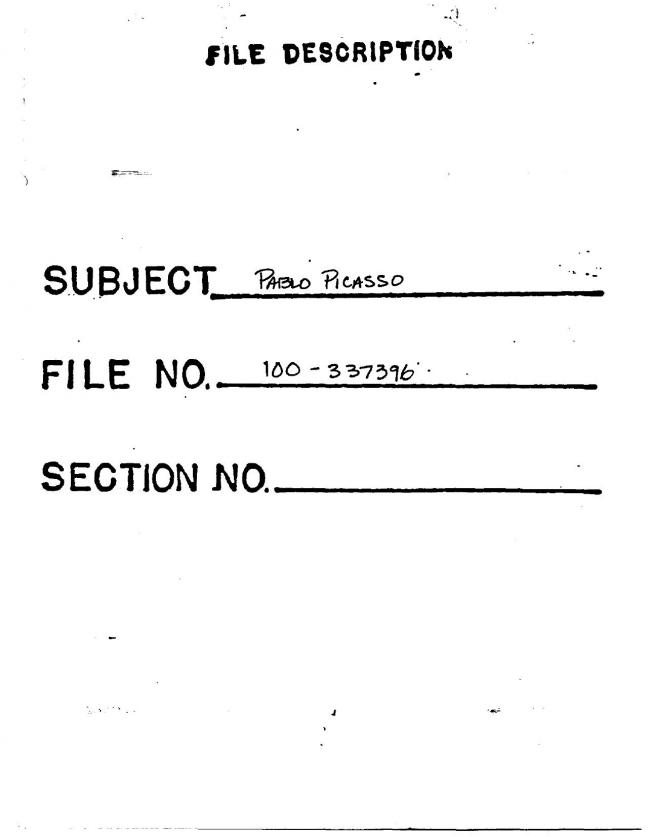 Ficha sobre Pablo Picasso del FBI, ca. 1945-1969 