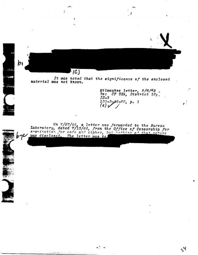 Ficha sobre Pablo Picasso del FBI, ca. 1945-1969 