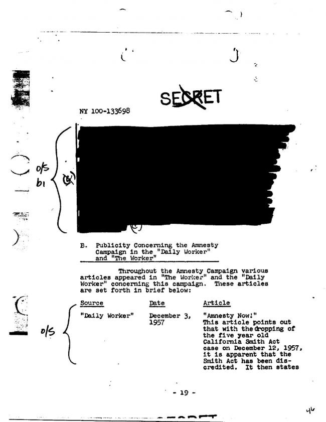 Ficha sobre Pablo Picasso del FBI, ca. 1945-1969 