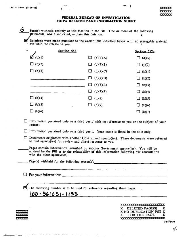 Ficha sobre Pablo Picasso del FBI, ca. 1945-1969 