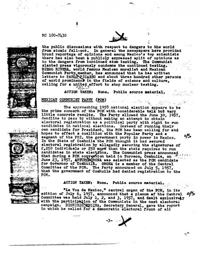 Ficha sobre Pablo Picasso del FBI, ca. 1945-1969 