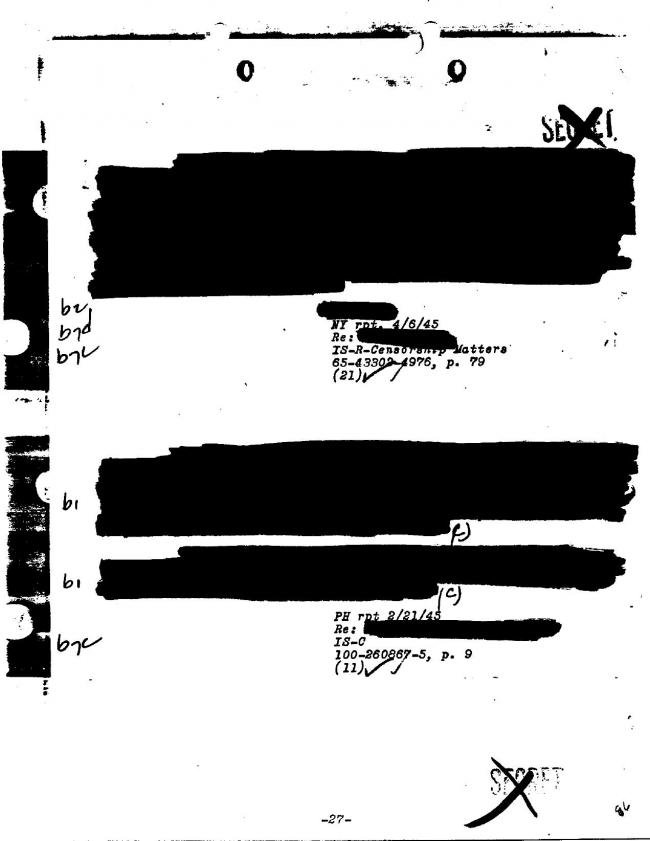 Ficha sobre Pablo Picasso del FBI, ca. 1945-1969 