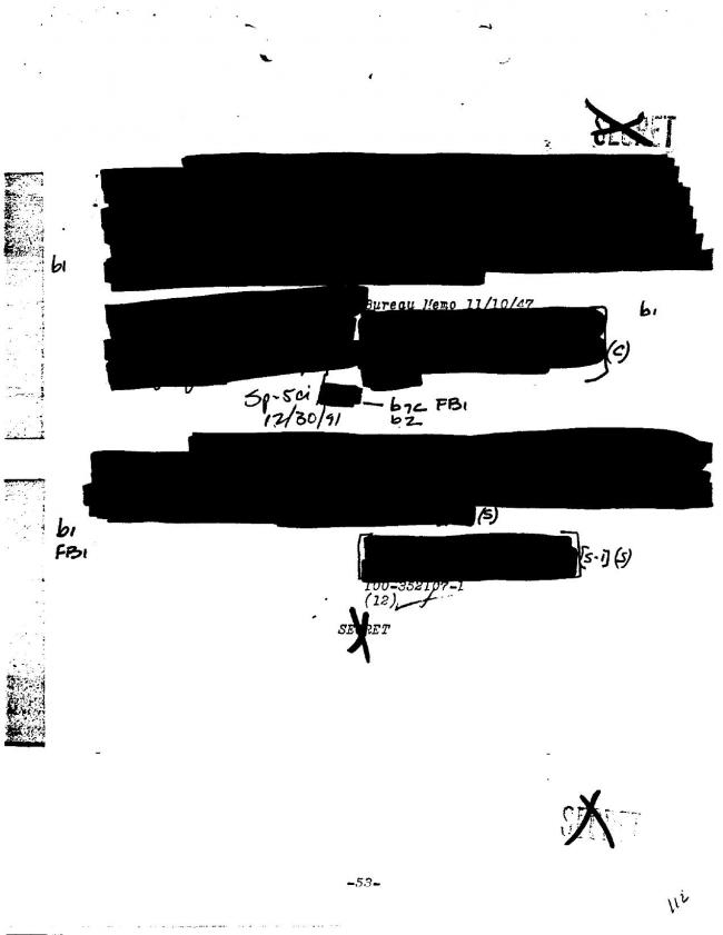 Ficha sobre Pablo Picasso del FBI, ca. 1945-1969 