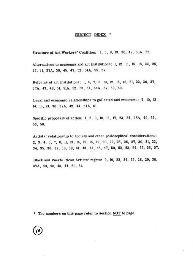 Art Workers Coalition (AWC), <em>Open Hearing </em> [Audiencia abierta], Nueva York, Art Workers’ Coalition (AWC), 1969