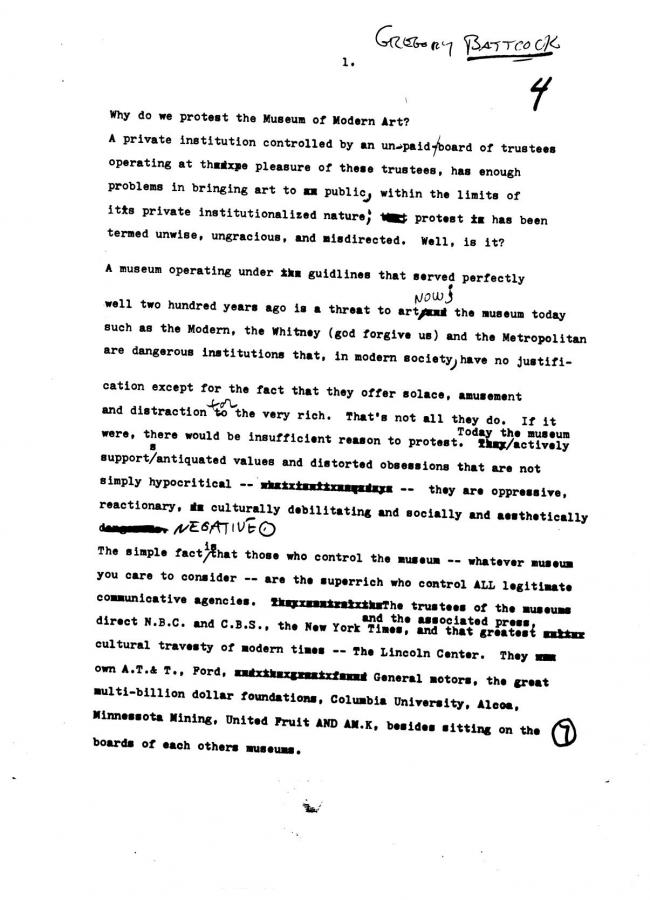 Art Workers Coalition (AWC), <em>Open Hearing</em> [Audiencia abierta], Nueva York, Art Workers’ Coalition (AWC), 1969