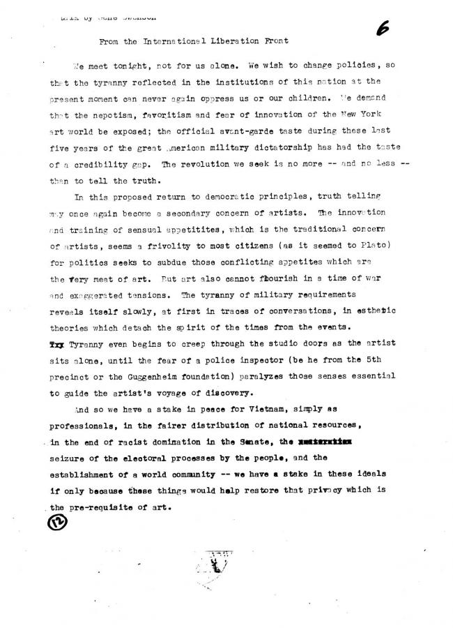 Art Workers Coalition (AWC), <em>Open Hearing</em> [Audiencia abierta], Nueva York, Art Workers’ Coalition (AWC), 1969