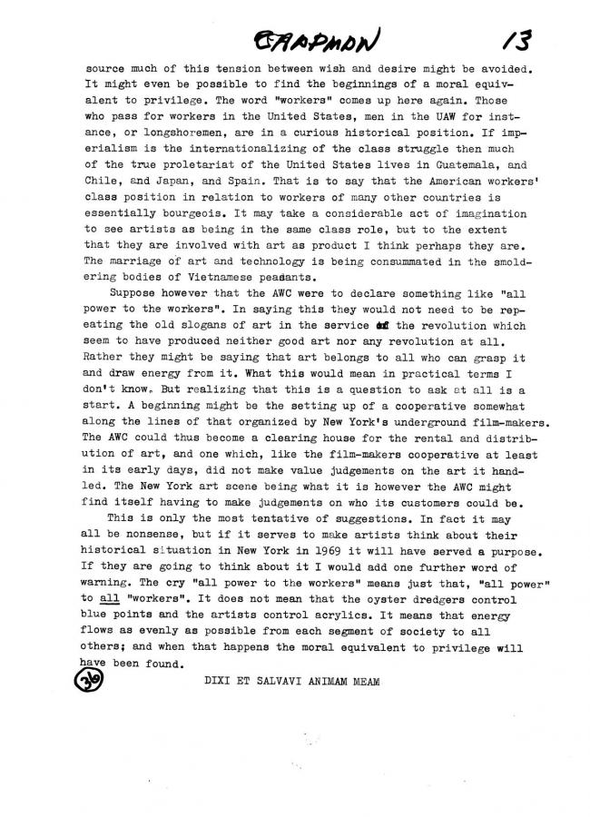 Art Workers Coalition (AWC), <em>Open Hearing</em> [Audiencia abierta], Nueva York, Art Workers’ Coalition (AWC), 1969