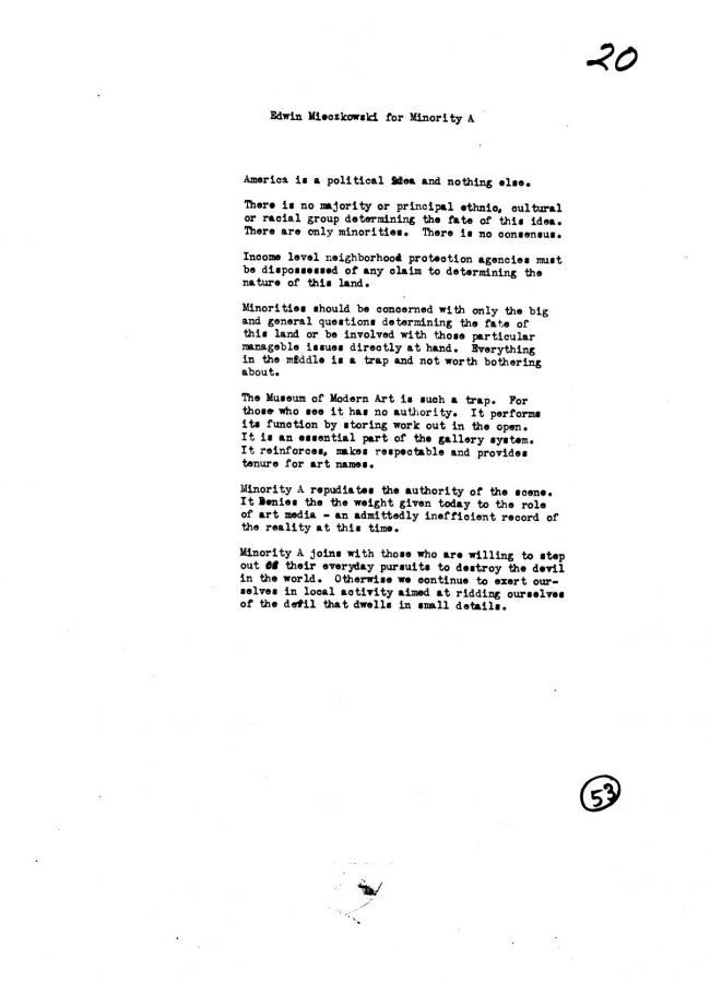Art Workers Coalition (AWC), <em>Open Hearing</em> [Audiencia abierta], Nueva York, Art Workers’ Coalition (AWC), 1969