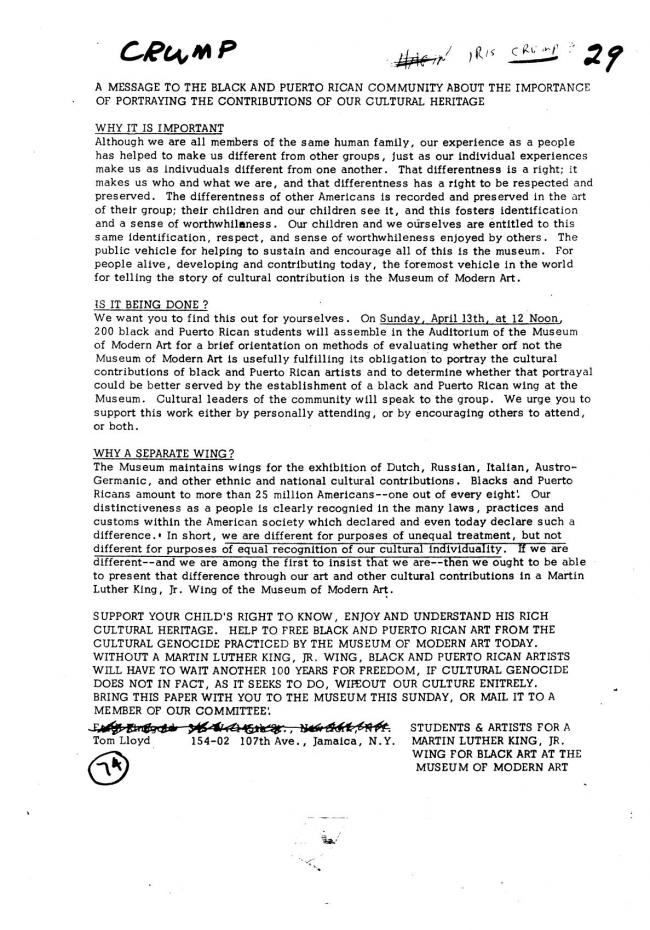 Art Workers Coalition (AWC), <em>Open Hearing</em> [Audiencia abierta], Nueva York, Art Workers’ Coalition (AWC), 1969