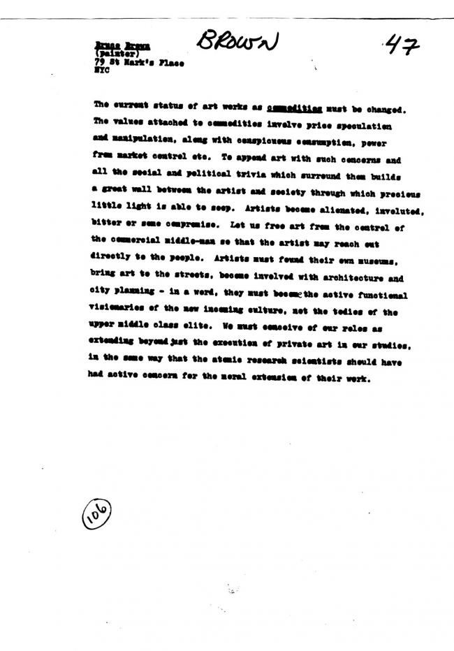 Art Workers Coalition (AWC), <em>Open Hearing</em> [Audiencia abierta], Nueva York, Art Workers’ Coalition (AWC), 1969