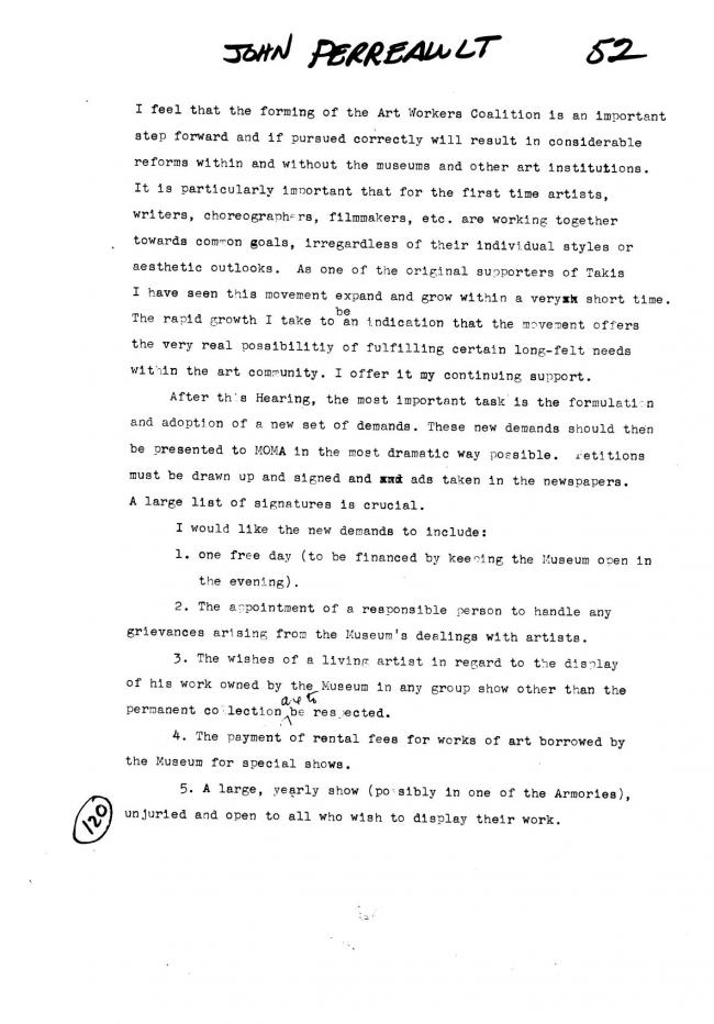 Art Workers Coalition (AWC), <em>Open Hearing</em> [Audiencia abierta], Nueva York, Art Workers’ Coalition (AWC), 1969