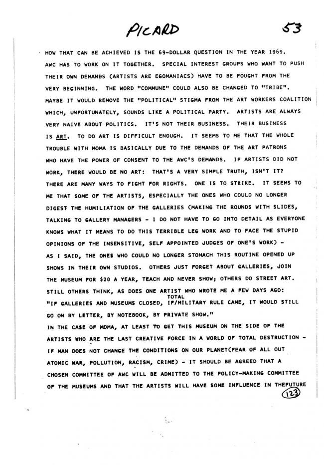Art Workers Coalition (AWC), <em>Open Hearing</em> [Audiencia abierta], Nueva York, Art Workers’ Coalition (AWC), 1969