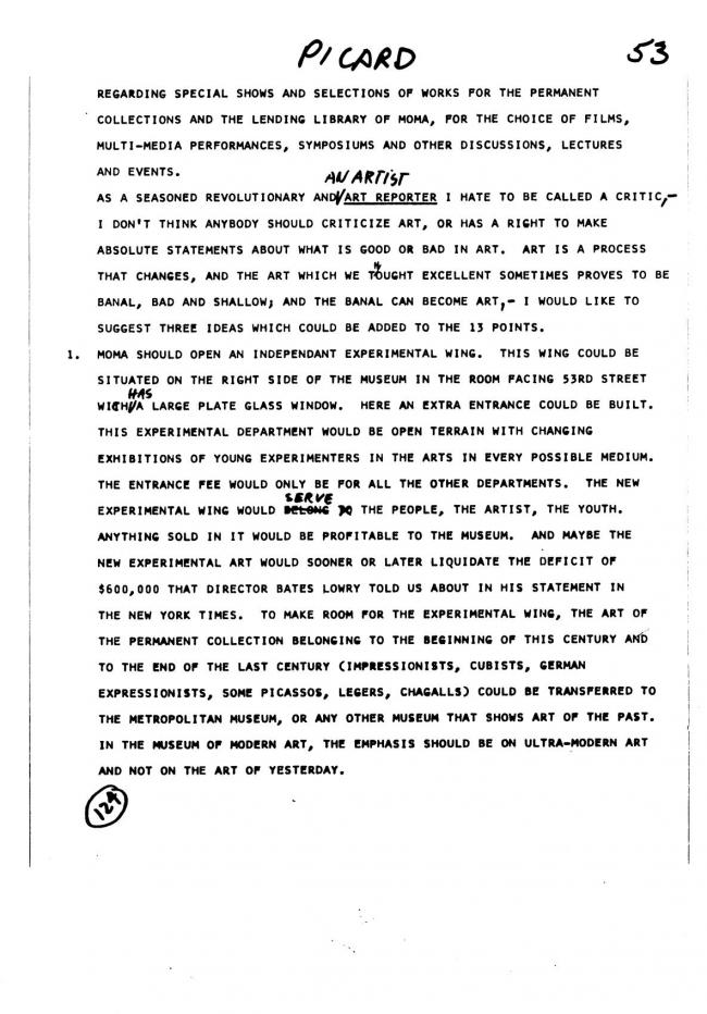 Art Workers Coalition (AWC), <em>Open Hearing</em> [Audiencia abierta], Nueva York, Art Workers’ Coalition (AWC), 1969