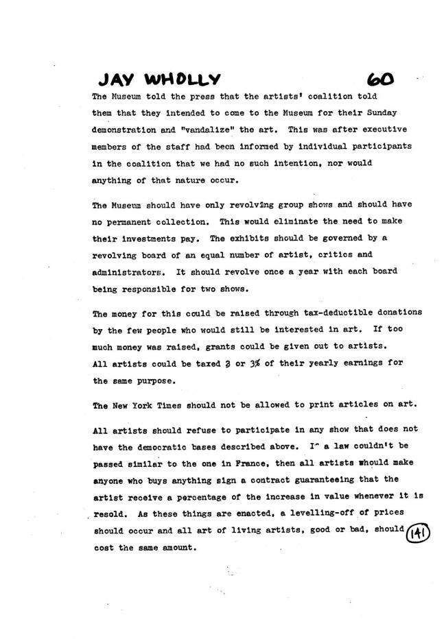 Art Workers Coalition (AWC), <em>Open Hearing</em> [Audiencia abierta], Nueva York, Art Workers’ Coalition (AWC), 1969