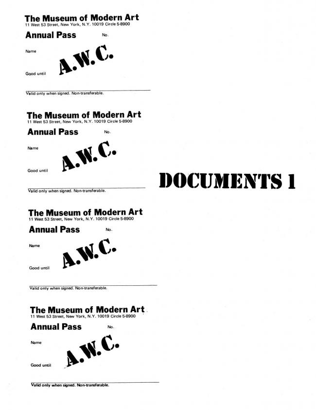 Art Workers Coalition (AWC), <em>Documents 1</em>, New York: Art Workers’ Coalition (AWC), 1969
