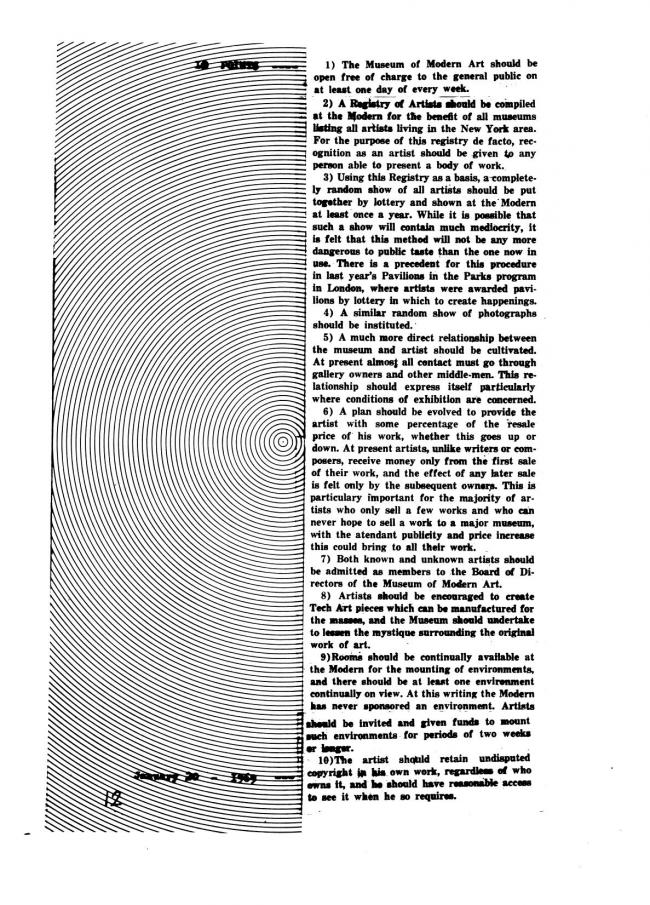 Art Workers Coalition (AWC), <em>Documents 1</em>, New York: Art Workers’ Coalition (AWC), 1969