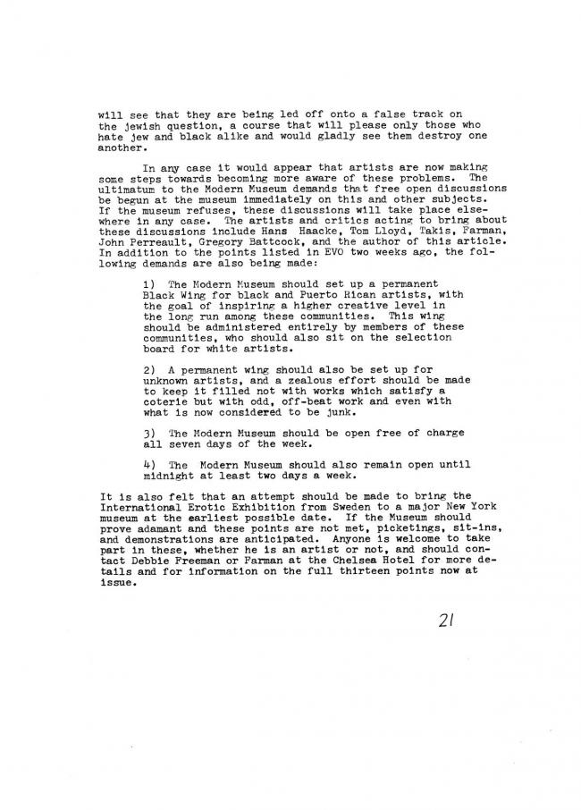 Art Workers Coalition (AWC), <em>Documents 1</em>, New York: Art Workers’ Coalition (AWC), 1969
