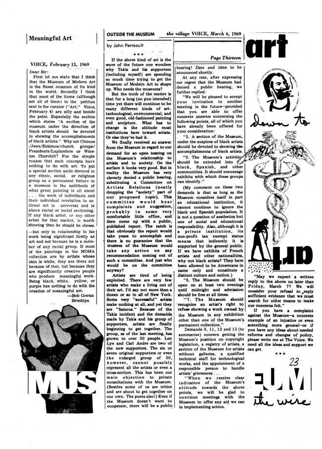 Art Workers Coalition (AWC), <em>Documents 1</em>, New York: Art Workers’ Coalition (AWC), 1969