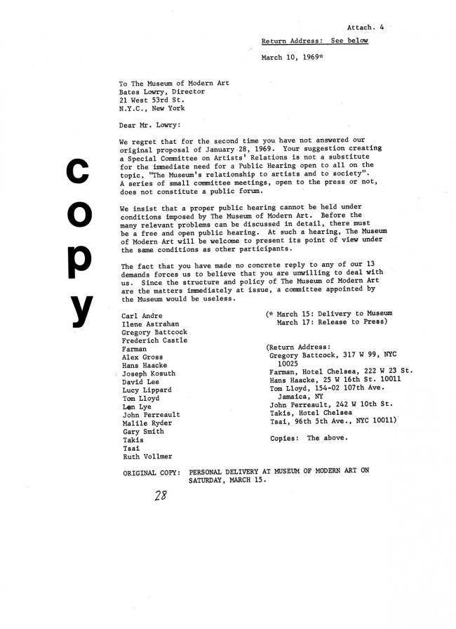 Art Workers Coalition (AWC), <em>Documents 1</em>, New York: Art Workers’ Coalition (AWC), 1969