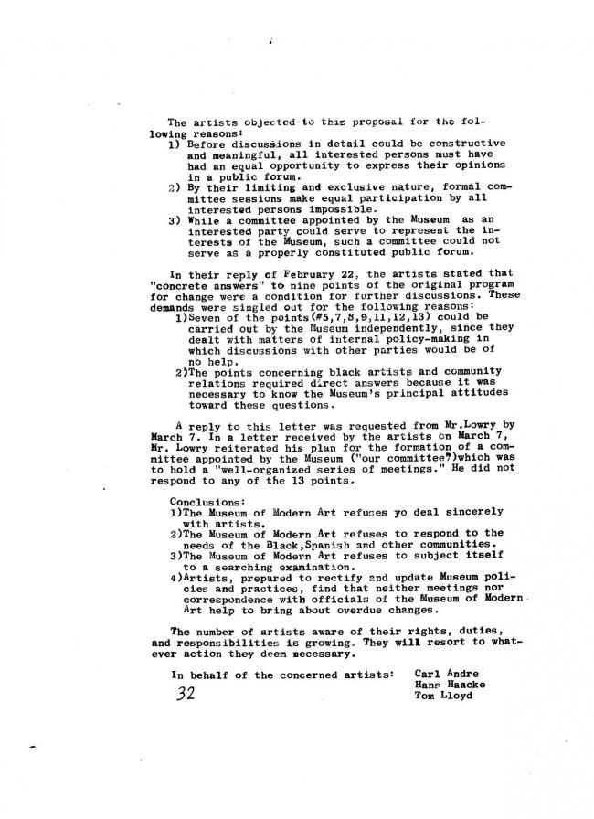Art Workers Coalition (AWC), <em>Documents 1</em>, New York: Art Workers’ Coalition (AWC), 1969