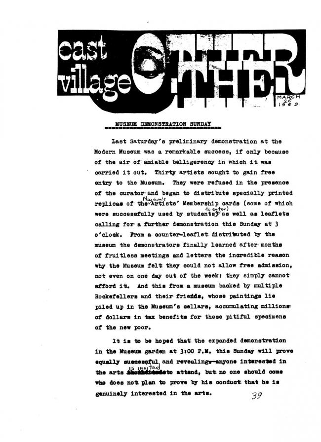 Art Workers Coalition (AWC), <em>Documents 1</em>, New York: Art Workers’ Coalition (AWC), 1969